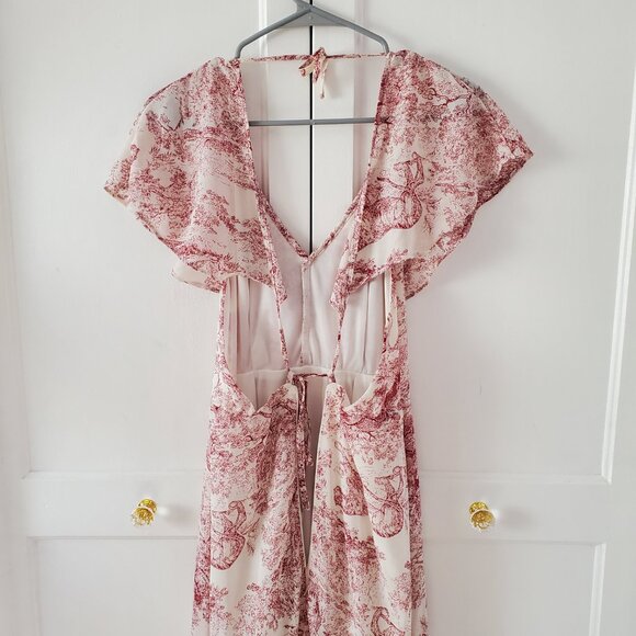Women’s Red and White Animal Toile Print Maxi Dress by Nasty Gal in US Size 8 - Picture 2 of 5